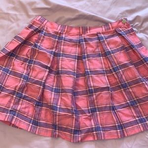 Dolls Kill pink plaid pleated mini skirt